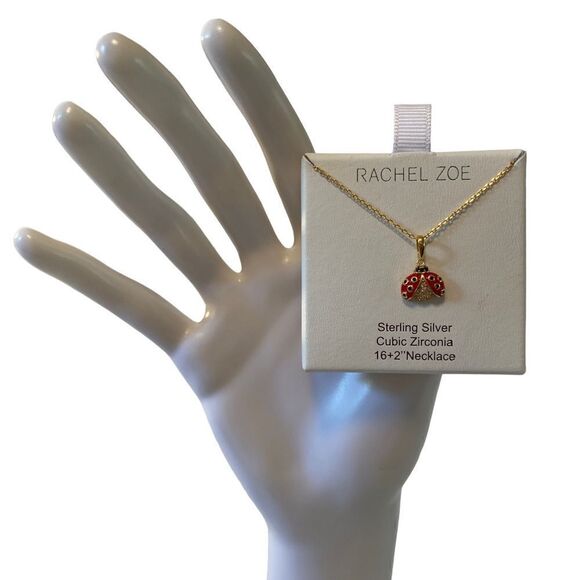 Rachel Zoe Sterling Silver & Cubic Zirconia Ladybug Pendant. - Picture 2 of 7